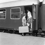 836855 Afbeelding van reizigers die zich gereedmaken voor vertrek met de Bergland Expres vanaf het N.S.-station Den ...